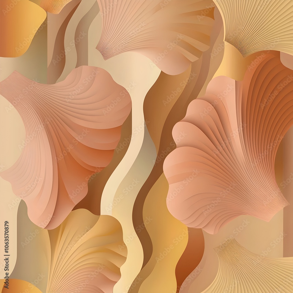 Poster An elegant abstract design featuring flowing shapes and warm earthy tones. The composition includes soft curves and layered textures, creating a soothing visual experience.