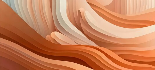 An abstract composition featuring fluid waves of warm earthy tones, blending seamlessly into soft gradients that evoke a sense of tranquility and depth.