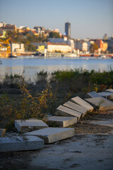Promenade along the river Sava in Belgrade, Serbia