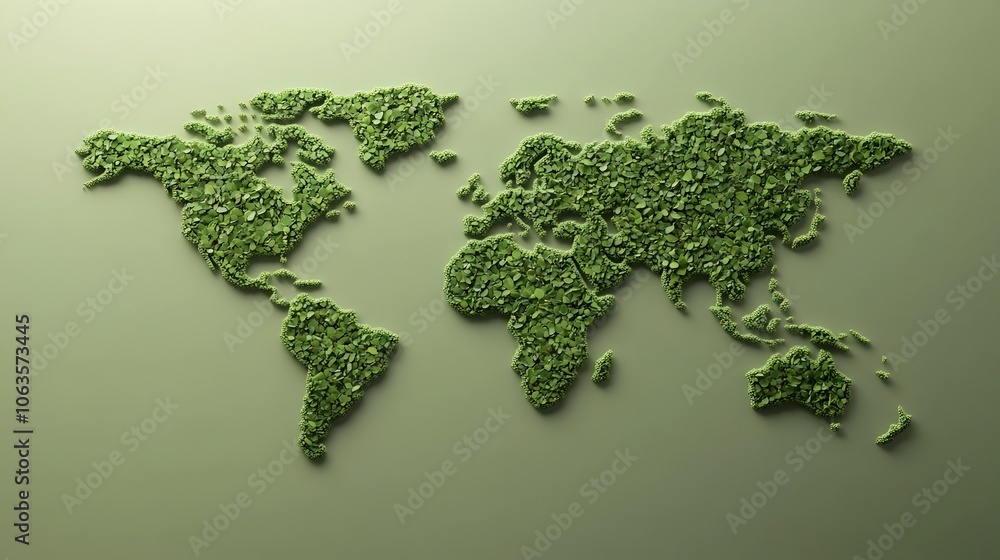 Poster abstract green world map with carbon offset icons and net zero targets