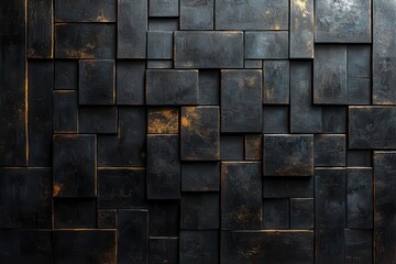 intricate black geometric shapes interwoven in an abstract pattern creating a sense of depth and complexity with strong contrast against a minimalistic backdrop