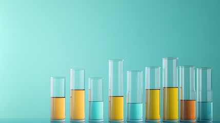 A Row of Glass Test Tubes Filled with Colored Liquids
