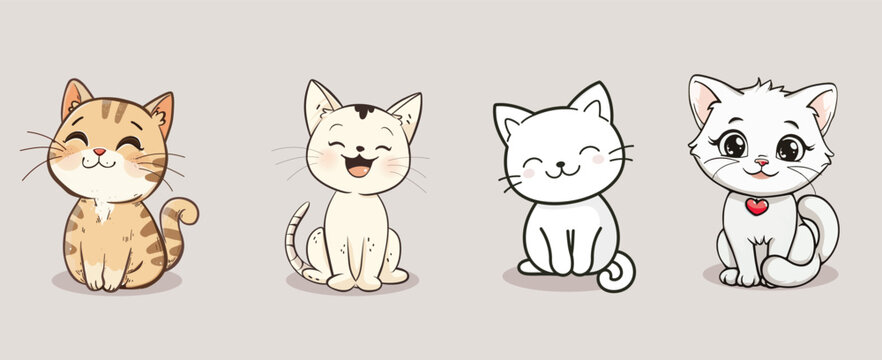 cute cats set vector illustrator vector