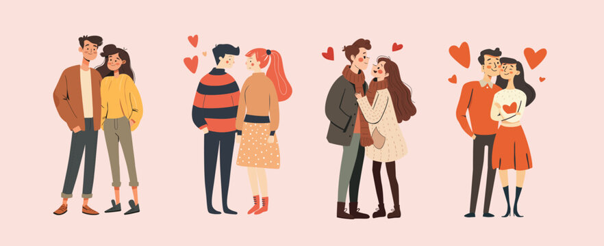 Cartoon cute couple vector eps illustrator