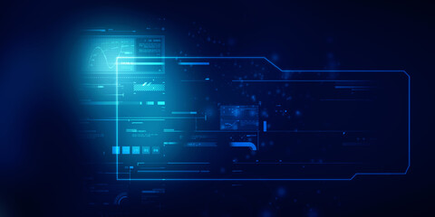 Fototapeta premium 2d illustration Abstract futuristic electronic circuit technology background