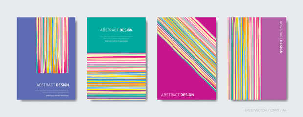 Retro abstract brochure cover design template set