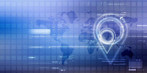 2d illustration Red map pointer