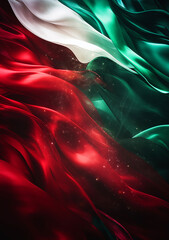 Waving Mexican flag with green, white, and red colors representing national pride useful as background