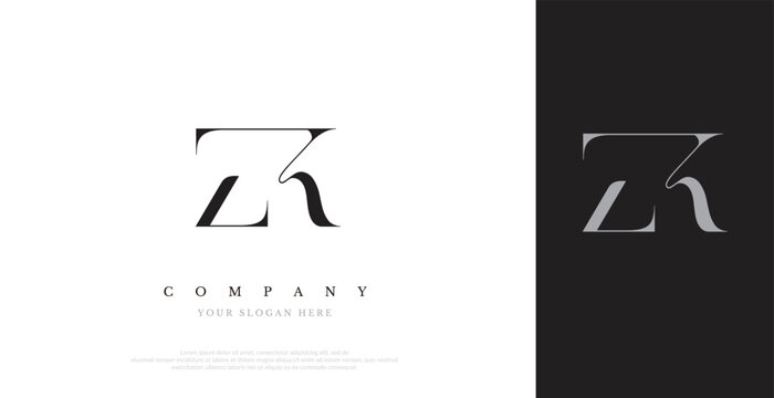 Initial ZK Logo Design Vector 