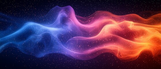 Abstract waves of color blending in a cosmic background, creating a sense of motion and depth.