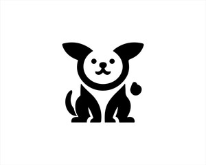 Dog logo design vector illustration. Black and white dog logo template