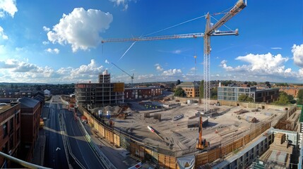 Fototapeta premium A construction site with a crane in the background