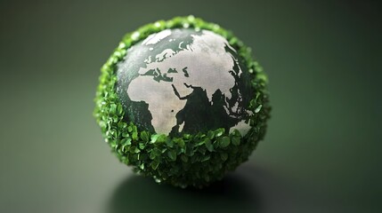 Futuristic 3D Render of Abstract Globe Showcasing Emissions Data and Net Zero Goals for Sustainable