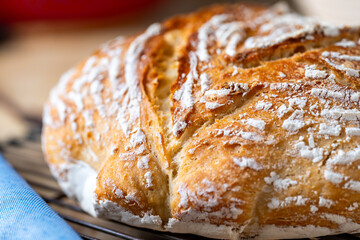 Closeup of Homemade Baked Bread Boule