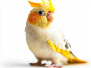 Obraz premium A yellow and white bird sitting on a white surface