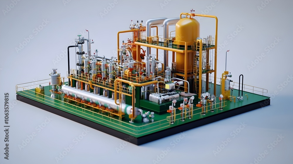 Poster 3d render of carbon capture machinery in action for reducing emissions towards net zero
