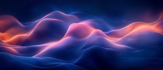 Abstract waves of light and color create a serene, digital landscape.