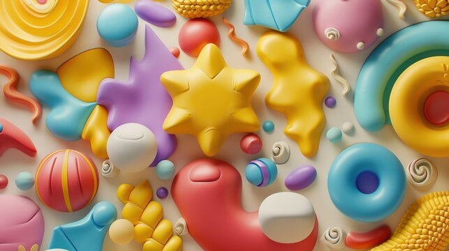 clay style of abstract Model icon Plasticine Sculpture, Playful, Vibrant Colors, Creative Workspace ,high-resolution