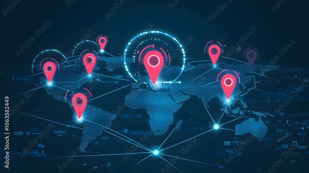 Poster digital global shipment tracking network with real time supply chain management