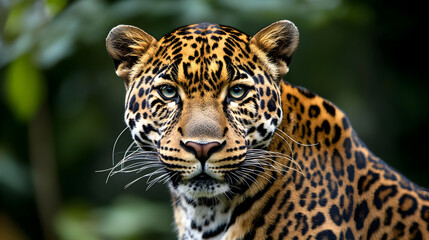 Majestic leopard portrait in nature, showcasing its striking features