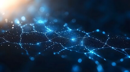 Abstract digital network with glowing blue connections