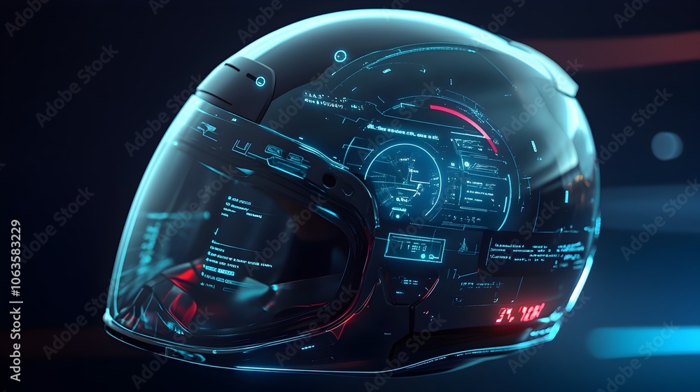 Aufkleber futuristic helmet hud with augmented reality speedometer,gps and driving data interface