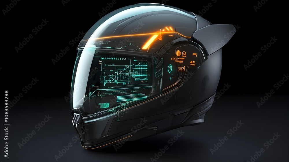 Aufkleber futuristic helmet interior with augmented reality digital dashboard and navigation display