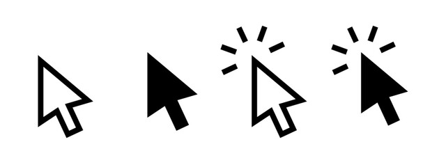 Cursor arrow icon. Arrow pointer symbol. Computer mouse interface cursor vector illustration. Web interface pointer pictogram graphic design. Click sign isolated.
