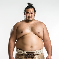 Fototapeta premium Confident sumo wrestler in traditional attire posing for a portrait