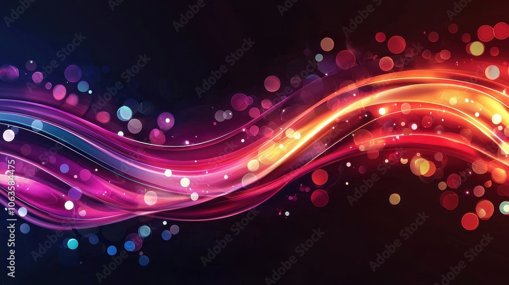 Aufkleber a vibrant, abstract wave of colorful lights against a dark background, creating a dynamic and energe