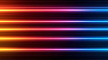 Vibrant neon light streaks on a dark background