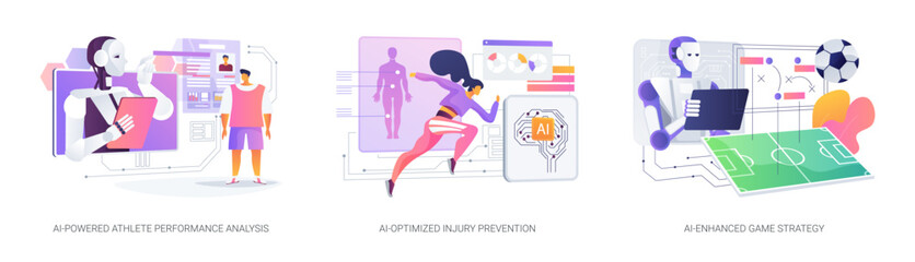 AI in Sports Analytics abstract concept vector illustrations.