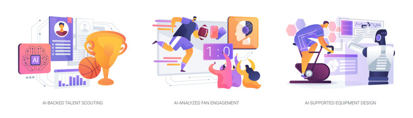 AI in Sports Industry abstract concept vector illustrations.