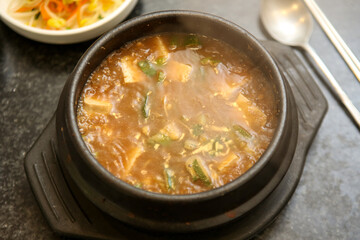 Korean traditional food. Soybean paste stew