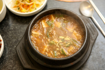 Korean traditional food. Soybean paste stew