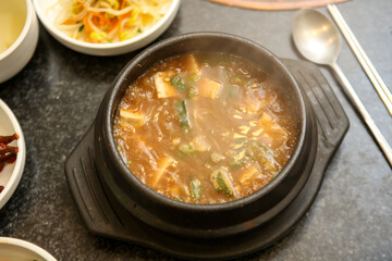 Korean traditional food. Soybean paste stew