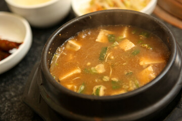 Korean traditional food. Soybean paste stew