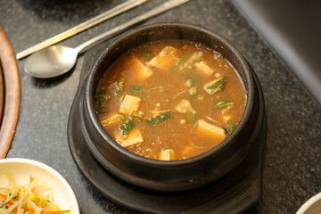 Korean traditional food. Soybean paste stew
