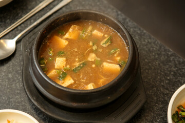 Korean traditional food. Soybean paste stew