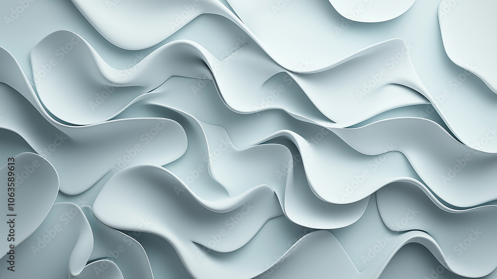 Aufkleber Soft, cloud like abstract background with flowing, layered forms creating serene and calming visual effect. gentle curves and smooth textures evoke sense of tranquility and fluidity
