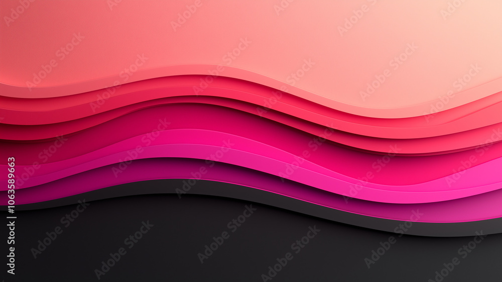 Poster Abstract background with layered pink and black waves creating soft, cloud like formation. gradient transitions smoothly, evoking sense of calm and creativity