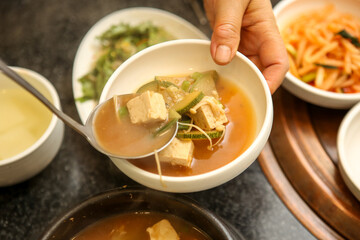 Korean traditional food. Soybean paste stew