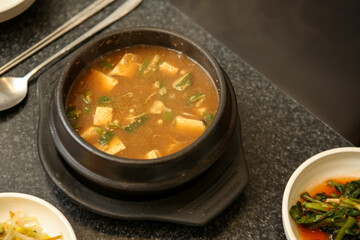 Korean traditional food. Soybean paste stew