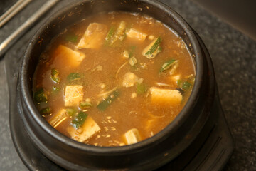 Korean traditional food. Soybean paste stew