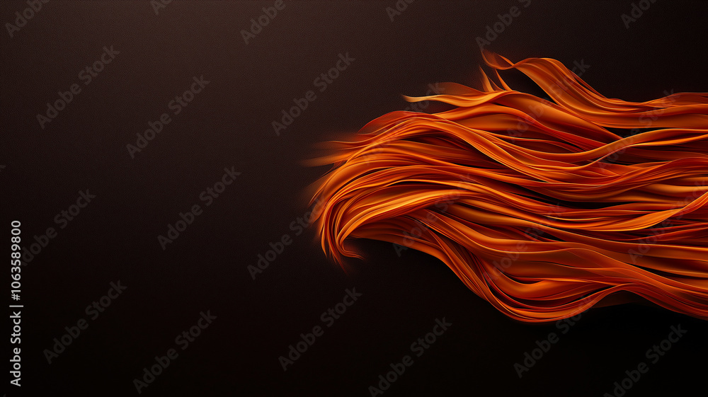 Leinwandbilder Fiery abstract background with flowing orange and red gradient waves on dark backdrop, creating dynamic and energetic visual effect