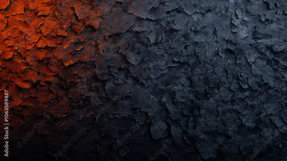 Fototapete textured abstract background with gradient of fiery orange to dark gray, evoking sense of warmth and depth. rough, peeling surface adds intriguing visual complexity