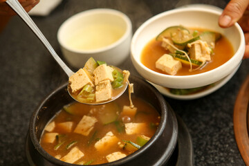 Korean traditional food. Soybean paste stew