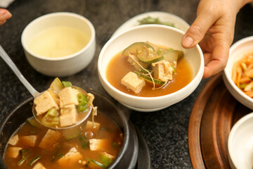 Korean traditional food. Soybean paste stew