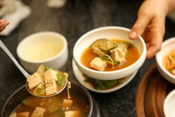 Korean traditional food. Soybean paste stew