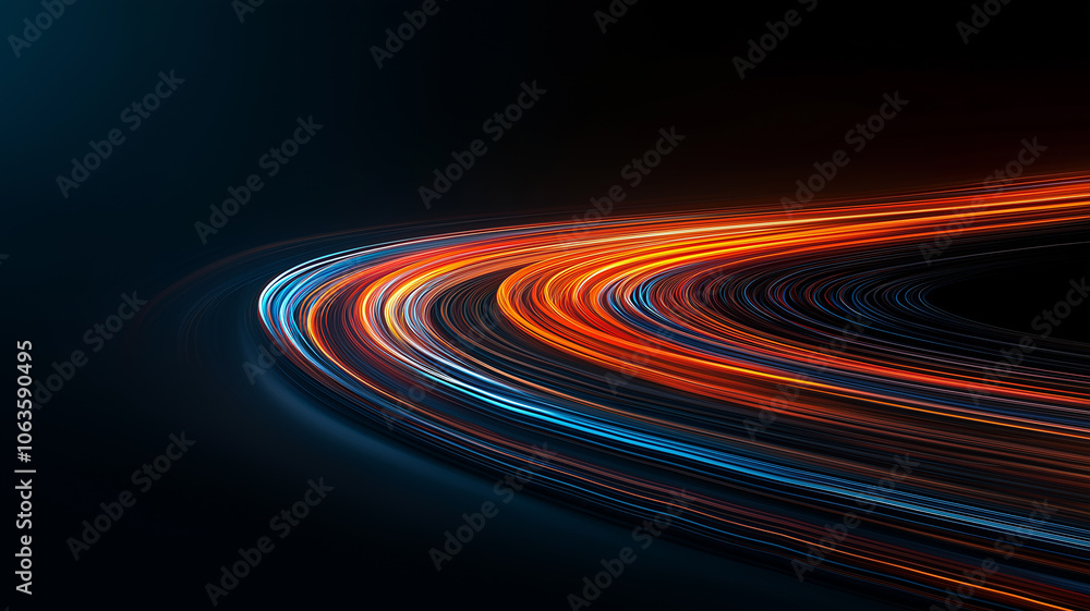 Aufkleber Dynamic abstract background with glowing light trails creating sense of motion and energy against dark backdrop. vibrant colors blend seamlessly, forming captivating visual effect